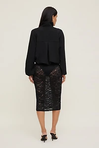 Sheer Lace Midi Skirt