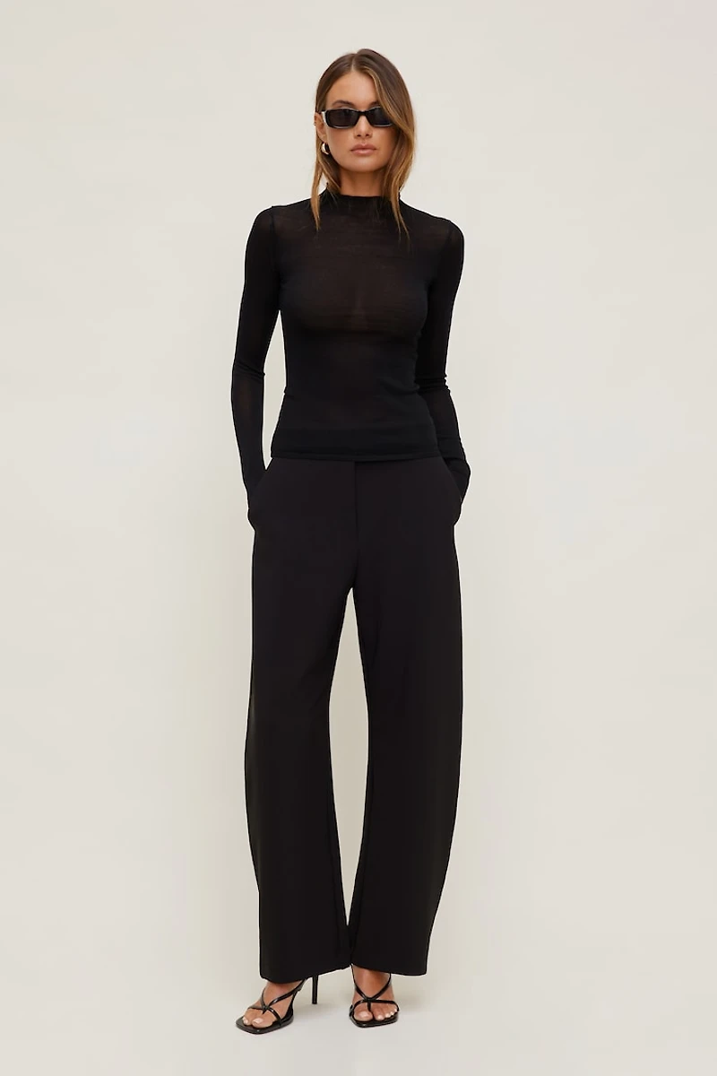 Sheer Mock Neck Sweater