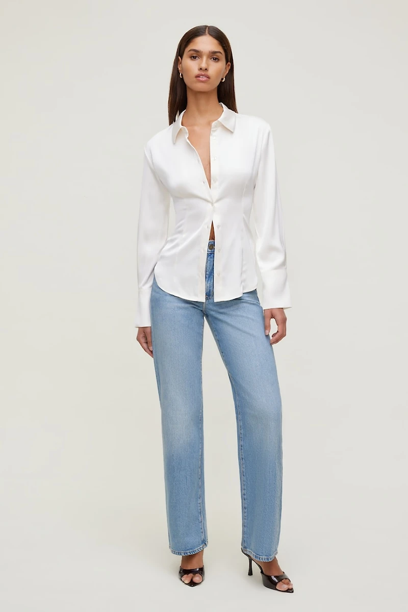 Eva Cinched Satin Shirt