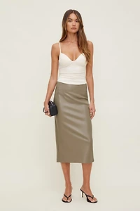 Shiloh Faux Leather Midi Skirt