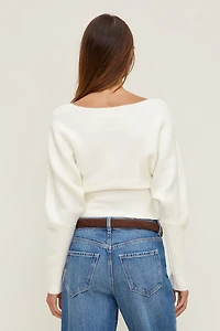 Cinched Boat Neck Sweater