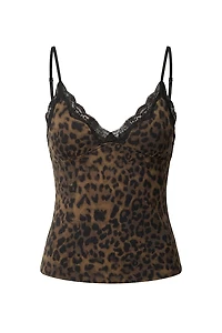 Sleek Plunge Lace Trim Cami Top