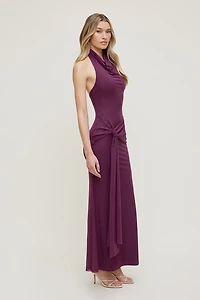 Scarlet Draped Mesh Maxi Dress