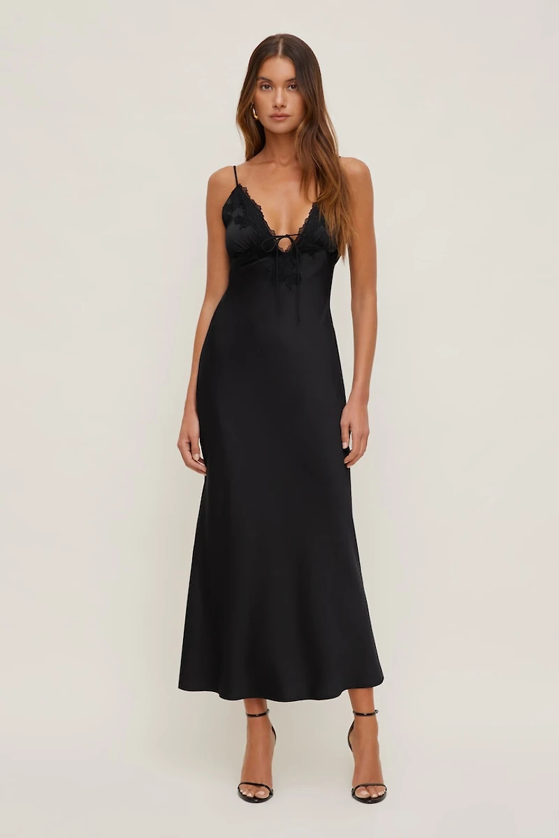 Lace Satin Maxi Dress