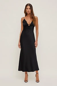 Lace Satin Maxi Dress