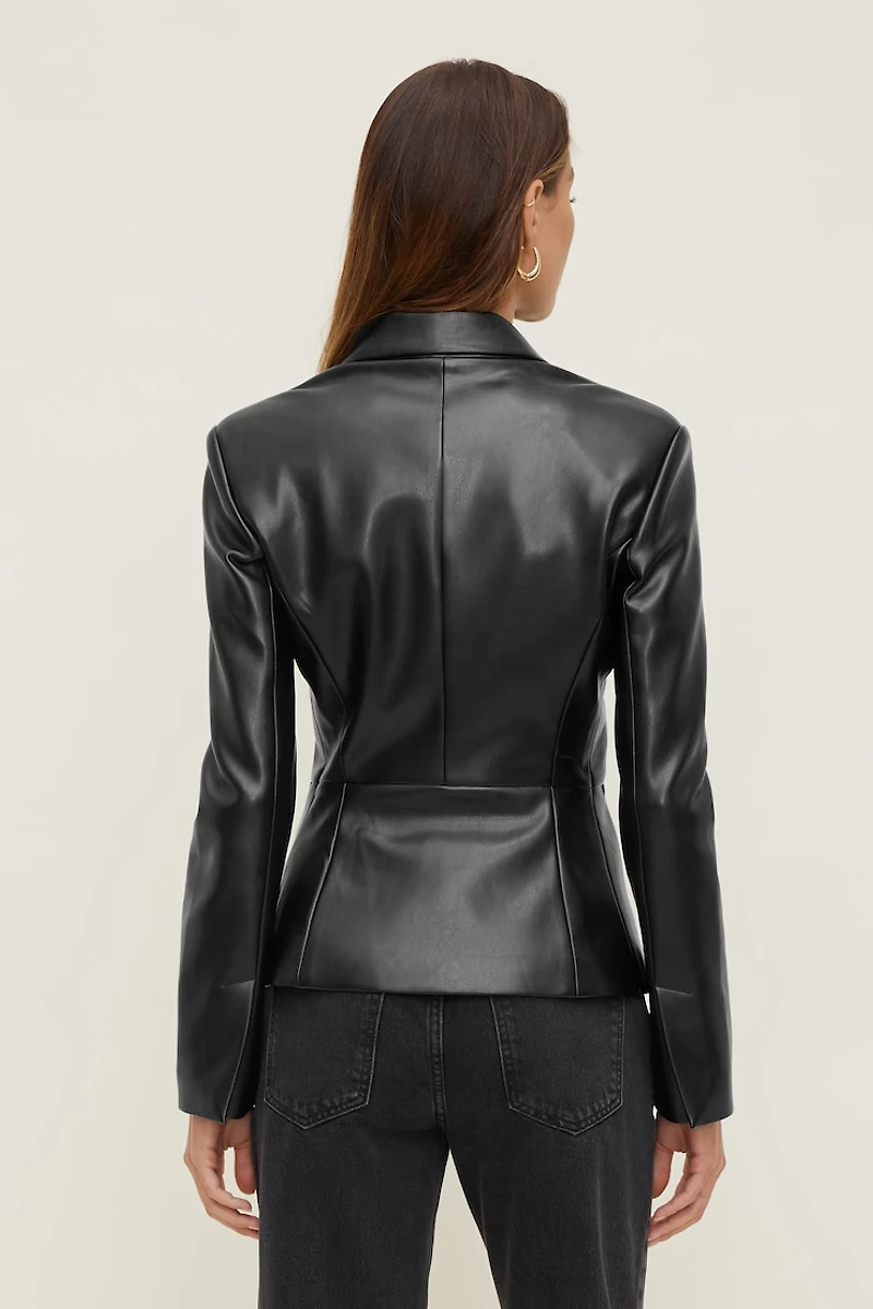 Fitted Faux Leather Blazer