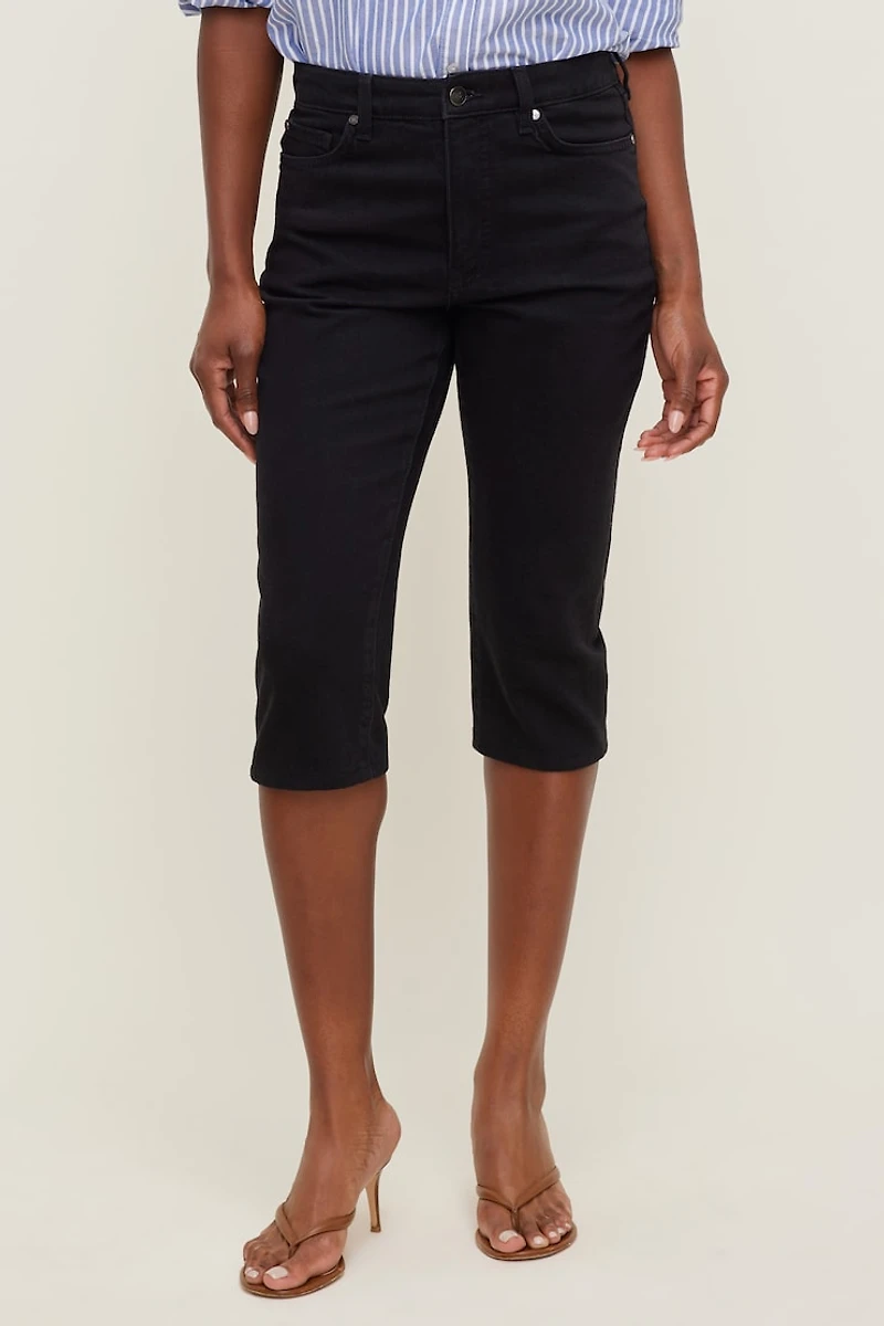 Jean capri extensible à taille haute