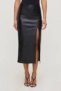 Jupe midi en faux cuir Marlow
