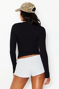 SnatchRib Crewneck Henley Long Sleeve Top