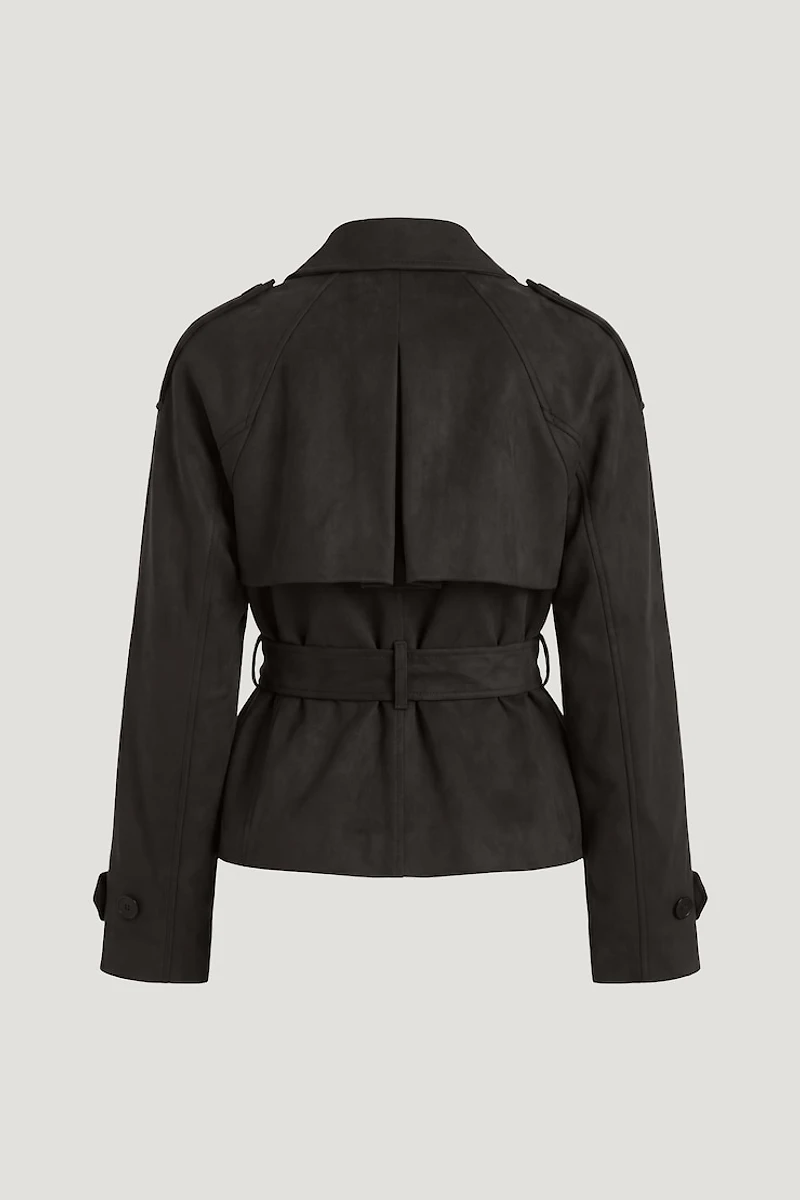 Remi Short Faux Suede Trench Coat