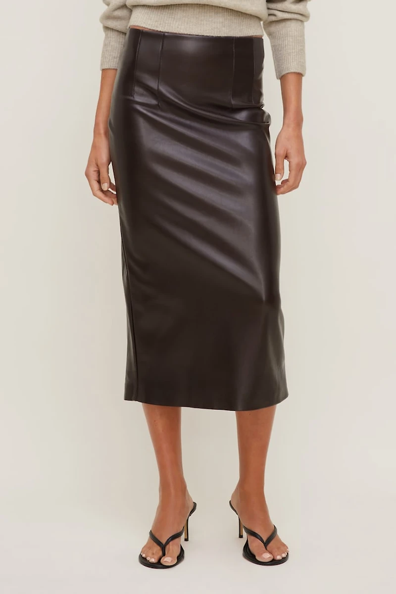 Shiloh Faux Leather Midi Skirt
