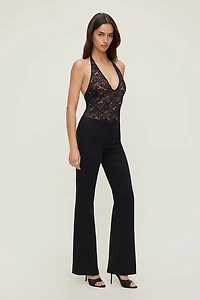Lace Plunge Halter Bodysuit
