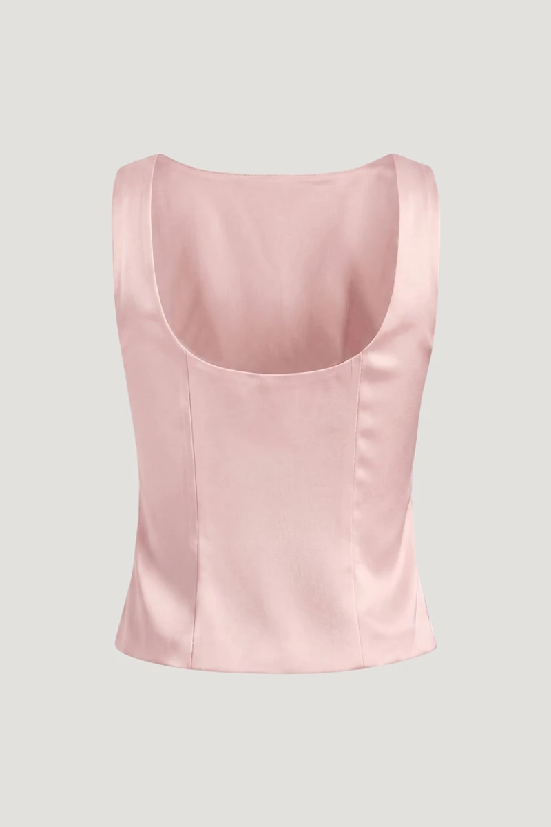 Open Back Satin Tank Top