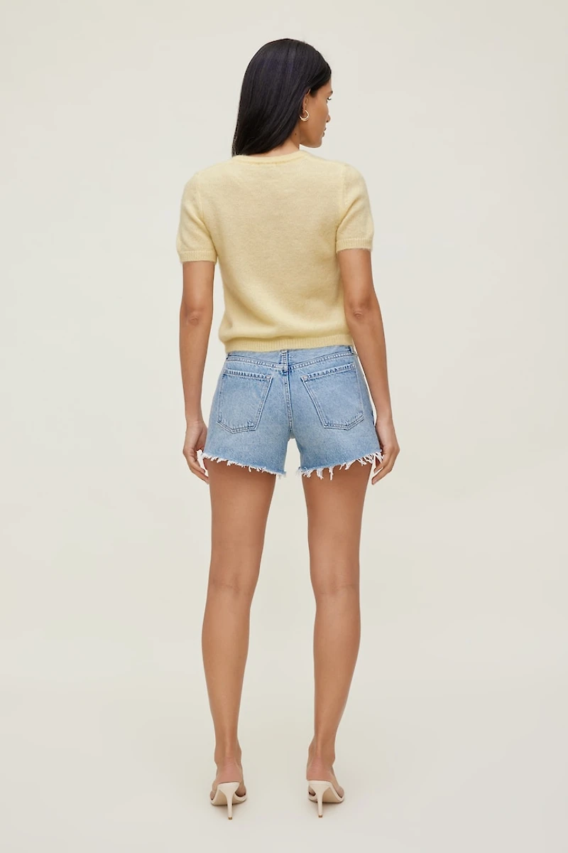 Cardigan à manches courtes en mohair de qualité supérieure