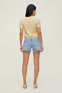 Cardigan à manches courtes en mohair de qualité supérieure