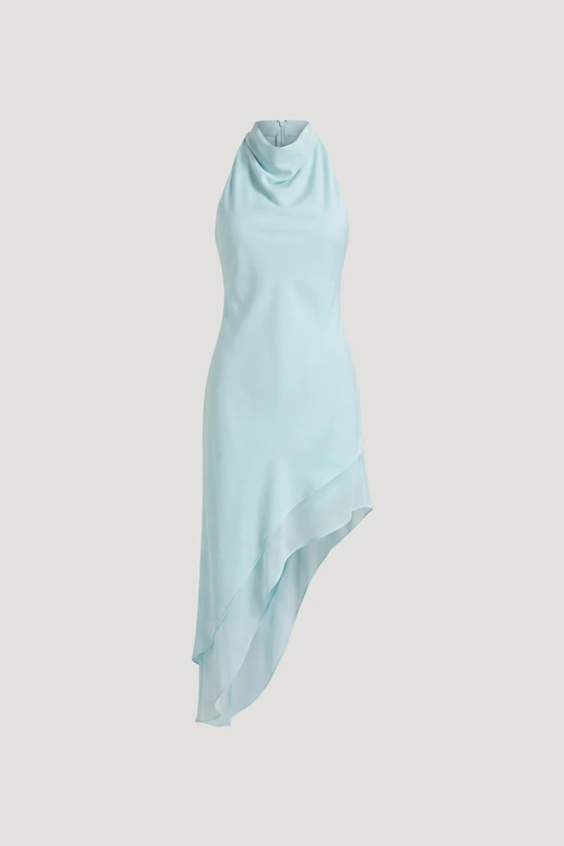 Asymmetric Satin Maxi Dress