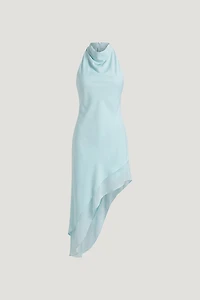 Asymmetric Satin Maxi Dress