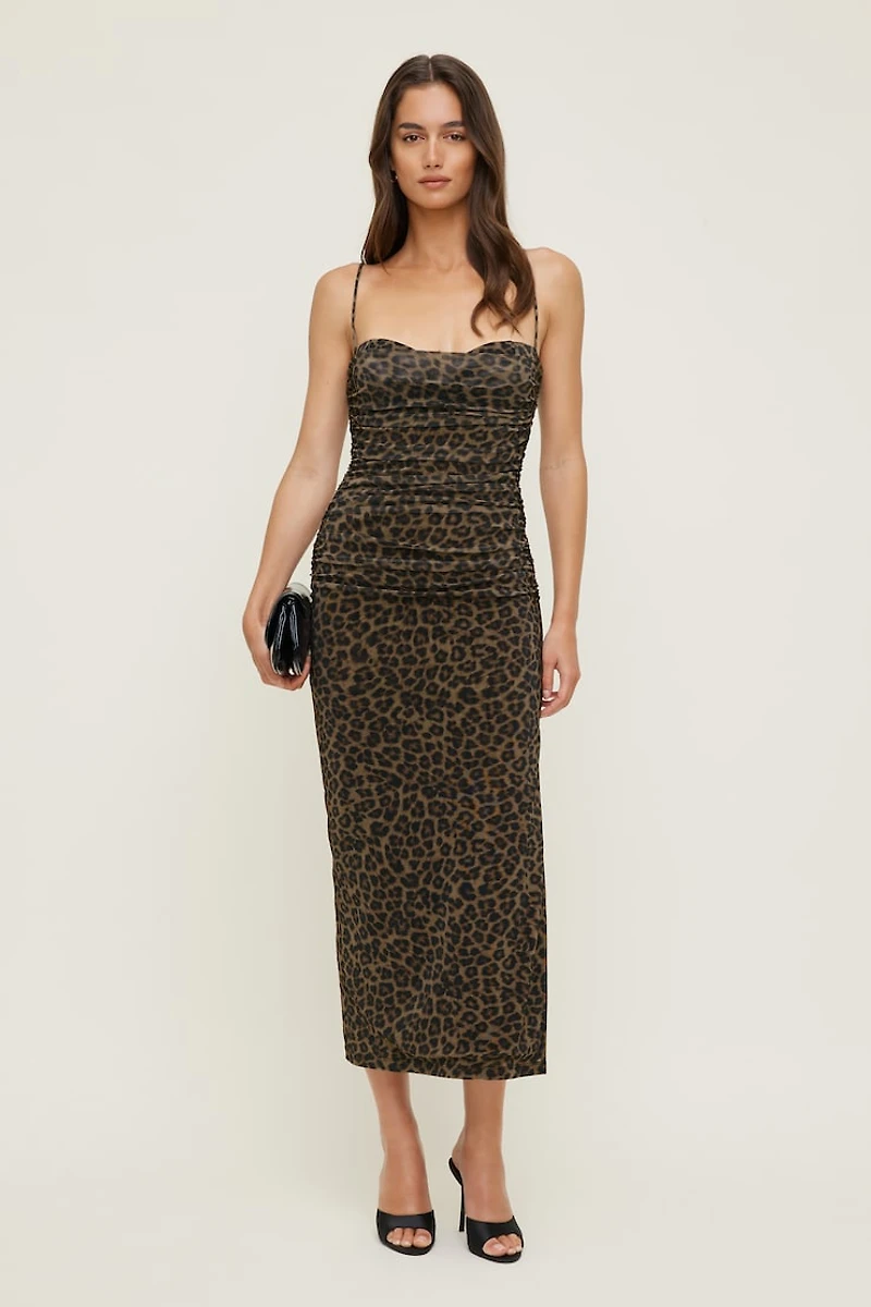 Robe maxi froncée en maille