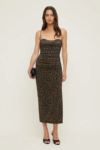 Robe maxi froncée en maille