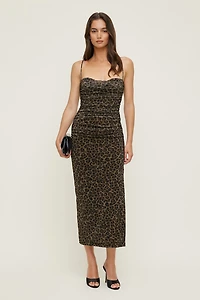 Robe maxi froncée en maille