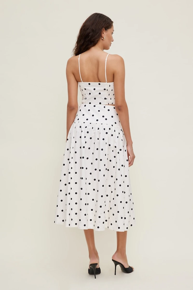 Drop Waist Poplin Midi Skirt