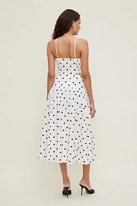 Drop Waist Poplin Midi Skirt