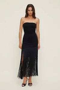 Ponte Fringe Maxi Tube Dress