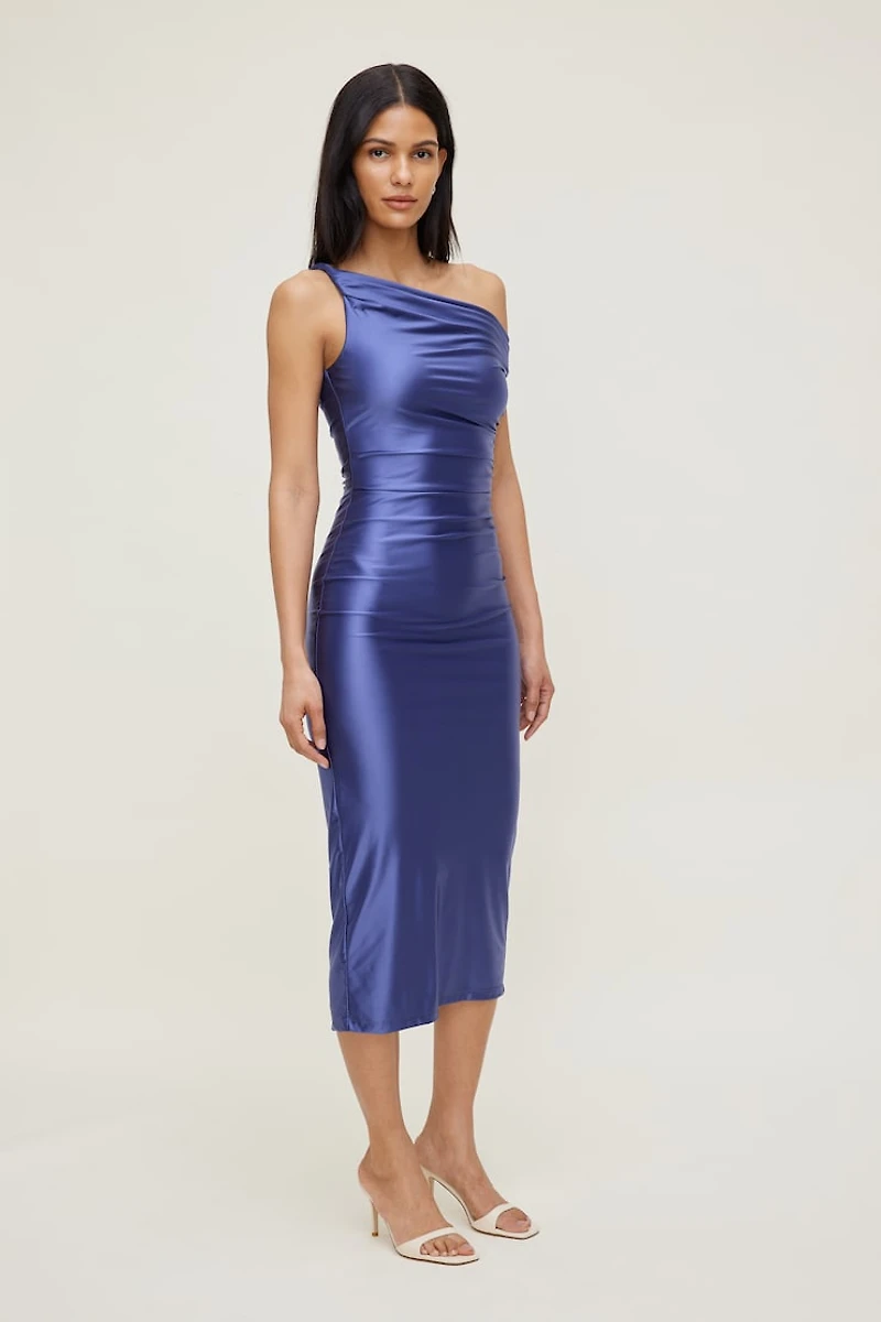 Robe maxi extensible et satinée Jayde