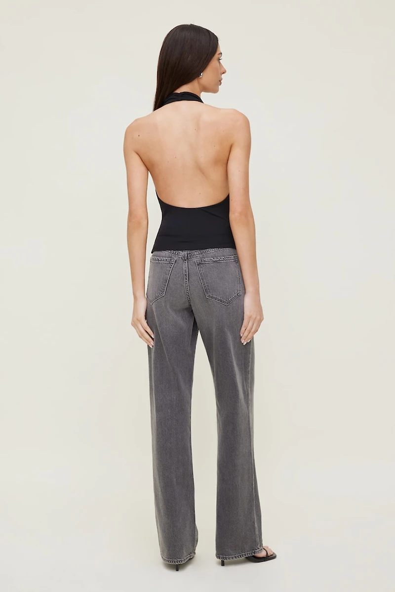 Cowl Neck Mesh Halter Top