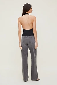 Cowl Neck Mesh Halter Top