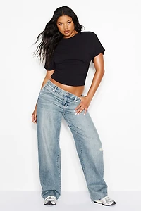 T-shirt à taille cintrée et manches chauve-souris