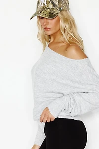 Long Sleeve Spongy Relaxed Off Shoulder Sweater