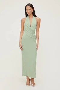Robe maxi en maille à col plongeant