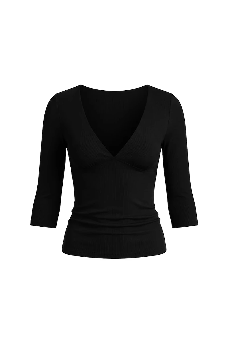 Plunge 3/4 Sleeve Top