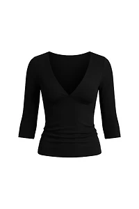 Plunge 3/4 Sleeve Top