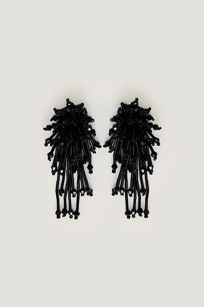 Beaded Fringe Cluster Earrings