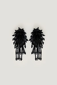 Beaded Fringe Cluster Earrings