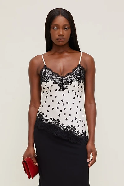Cassie Asymmetric Lace Satin Cami