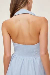 Poplin Halter Mini Dress