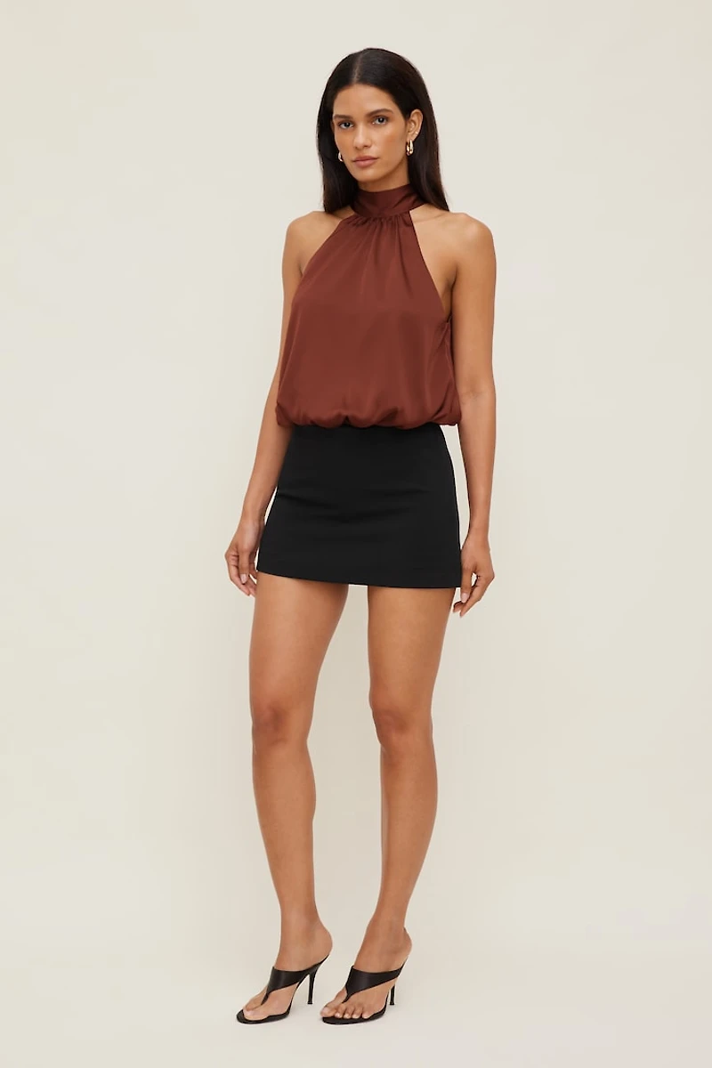 Paloma Bubble Satin Halter Blouse