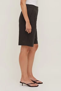 Linen High Rise Bermuda Shorts