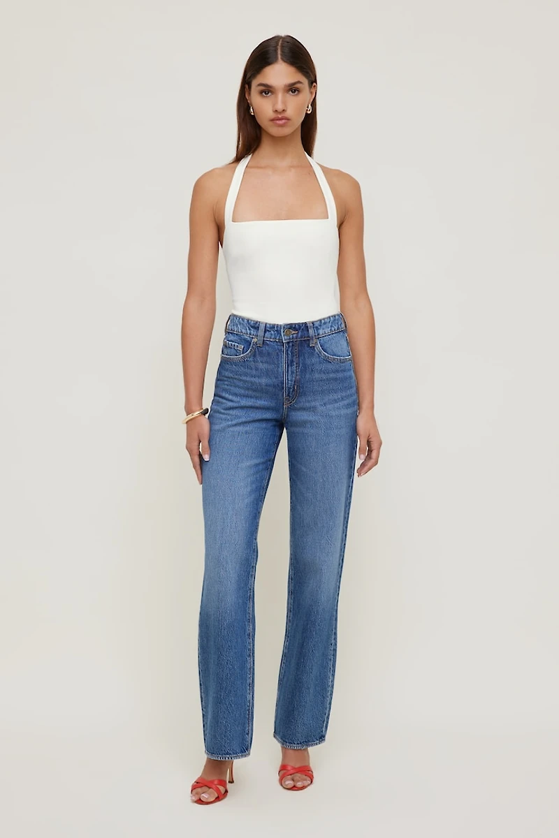 Jean Heidi à taille haute et jambe large