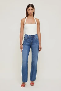 Jean Heidi à taille haute et jambe large
