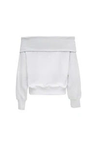 SoftTerry Foldover Off Shoulder Sweatshirt