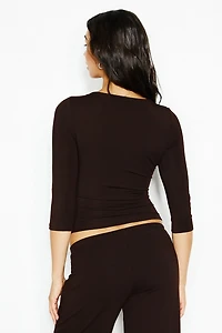 Plunge 3/4 Sleeve Top
