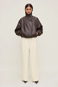 Wrap Faux Leather Bomber Jacket