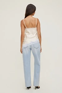 Cassie Asymmetric Lace Satin Cami