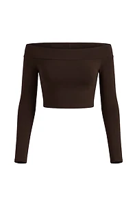 Sleek Off Shoulder Long Sleeve Top