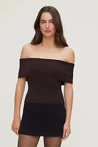 Foldover Off Shoulder Sweater