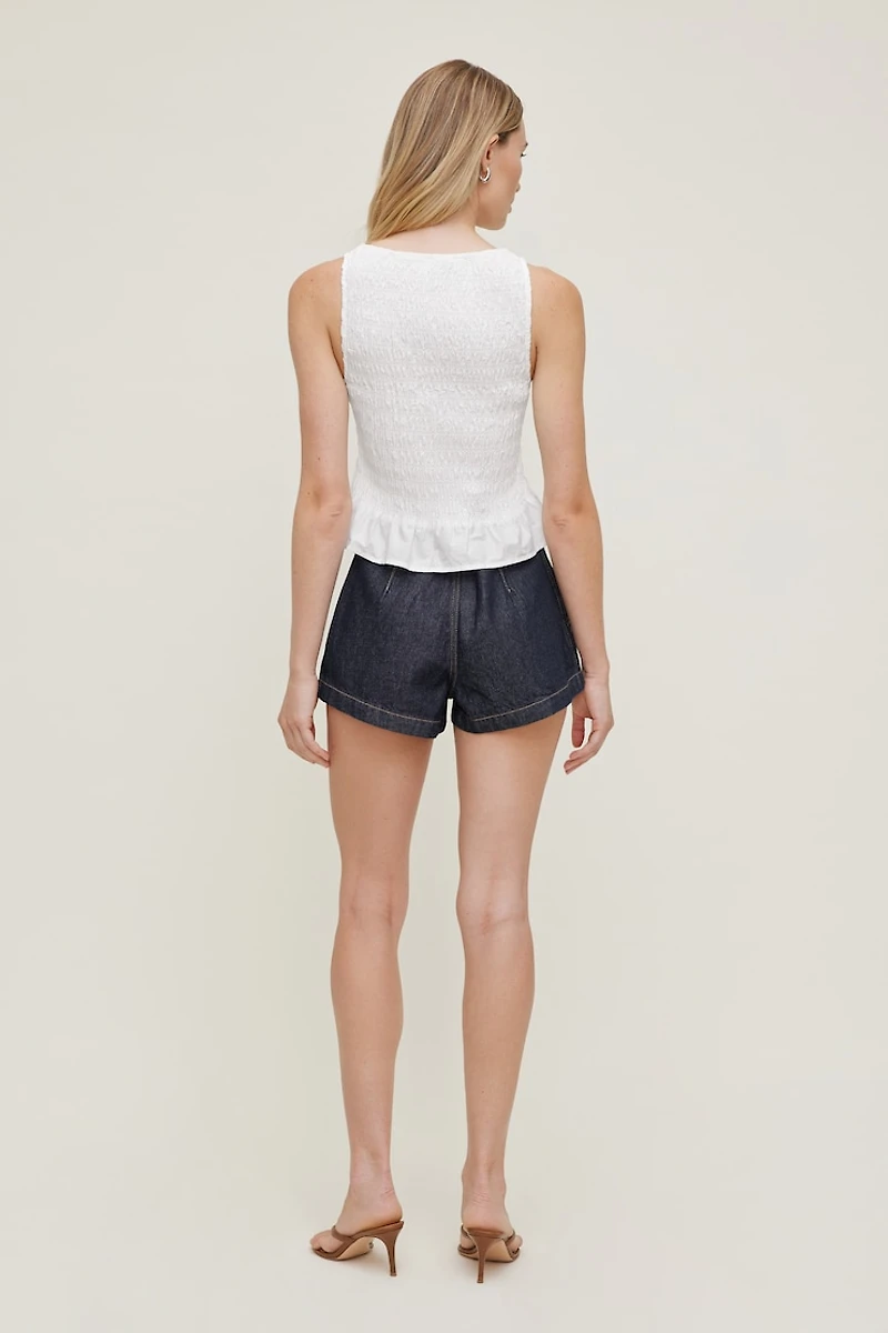 Shirred Poplin Tank Top